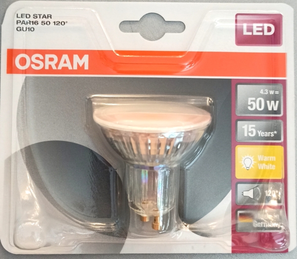 Osram LED Star PAR16 GU10 4.3W=50W 120°