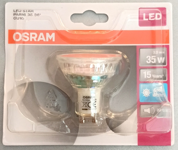 Osram LED Star PAR16 GU10 3W=35W CW 36°