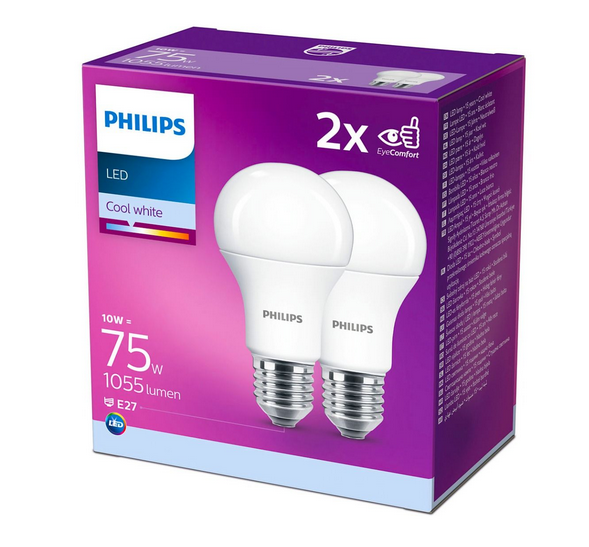 PHILIPS Żarówka LED E27 10W=75W NW 2 PAK 8718699726997