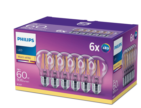Retro LED E27 7W=60W WW 6 PAK 8718696775059