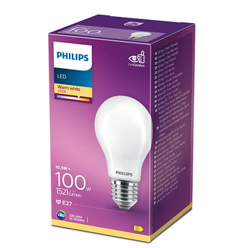 Philips żarówka LED E27 10.5W =100W 2700K 1521 lm 8718699704162