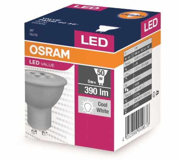 Żarówka Osram LED VALUE PAR16 GU10 5W=50W 390lm