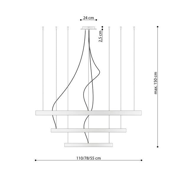 Thoro żyrandol RIO 3 55/78/110 LED 150W 17210lm 3000K czarny TH.138