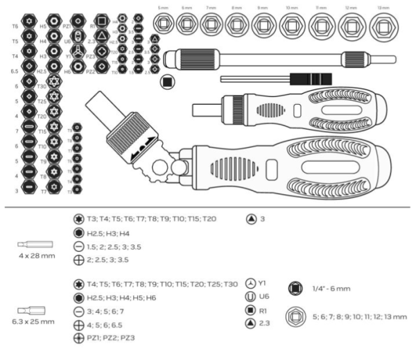 końcówki wkrętakowe 68 szt