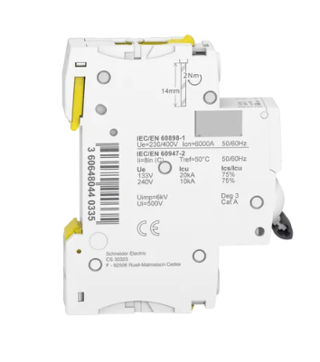Acti9 iC60N-C6-1 C 6A 1-biegunowy