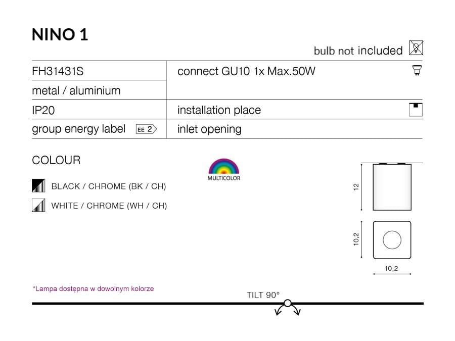 Azzardo Plafon Nino 1 White/Chrome model AZ0735