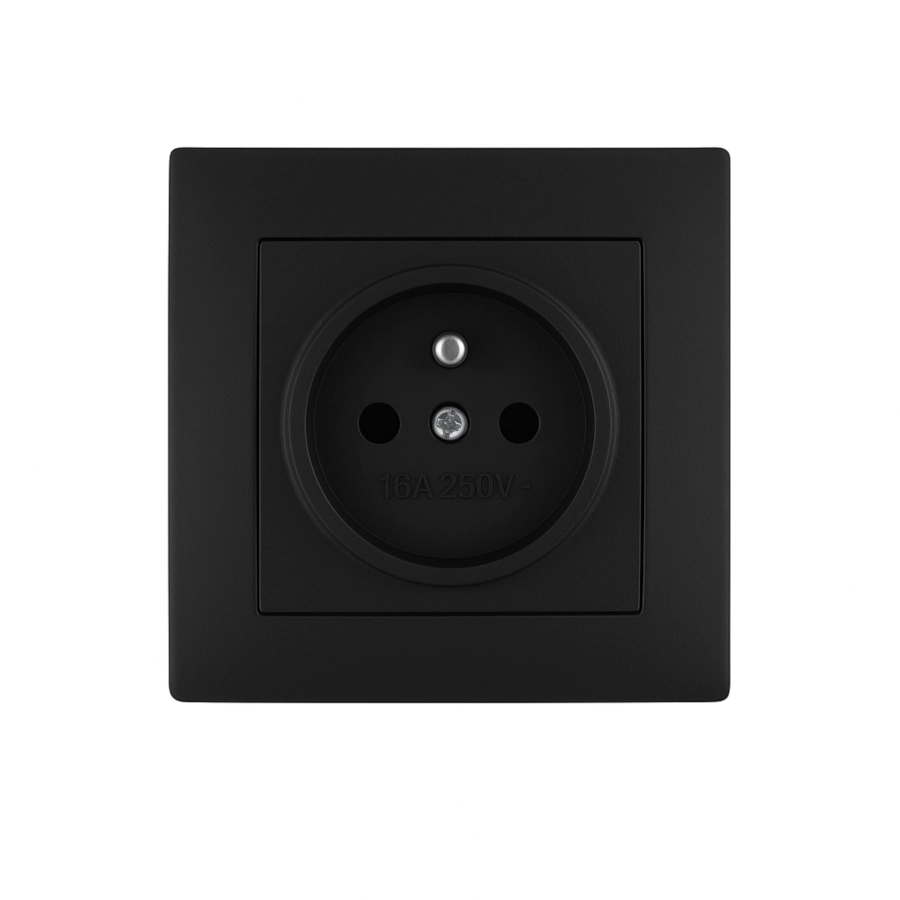 czarne gniazdo z uziemieniem