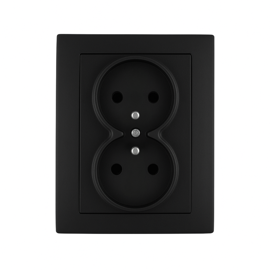 czarne gniazdo z uziemieniem