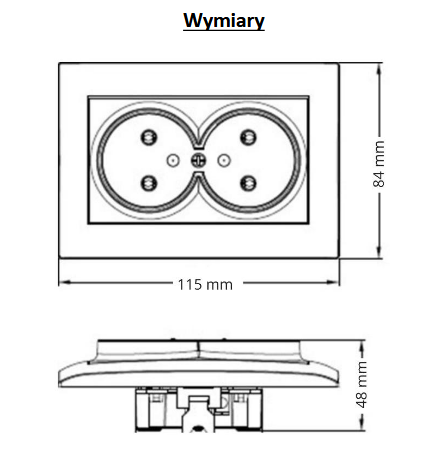 wymiary gniazda podwójnego