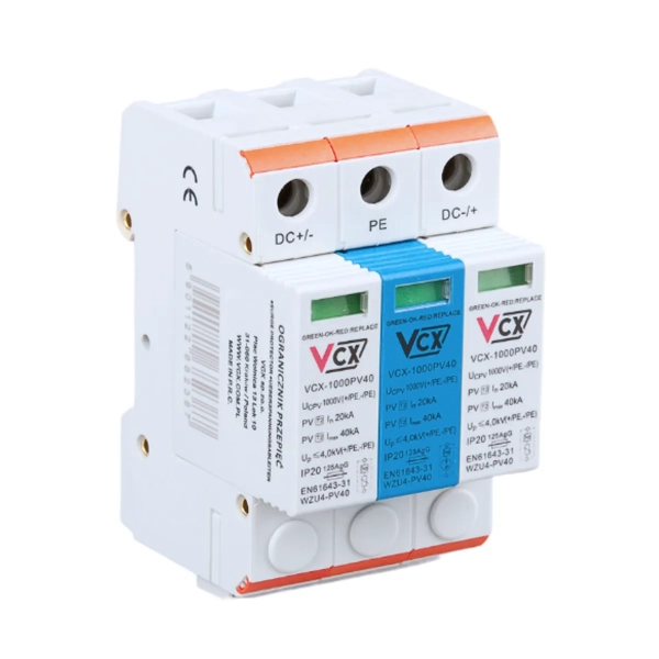 Ogranicznik przepięć fotowoltaiczny DC klasy C 3P (T2) 1000V GDT (iskiernikowy).webp