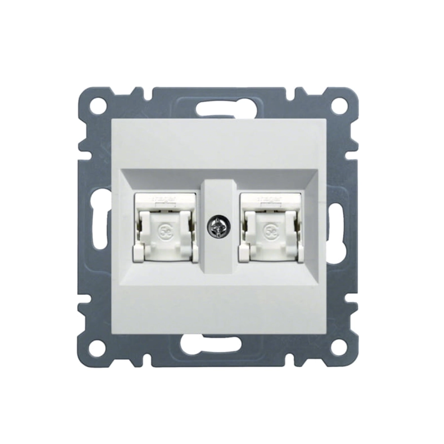 Gniazdko komputerowe podwójne RJ45 białe hager lumina WL2120.webp