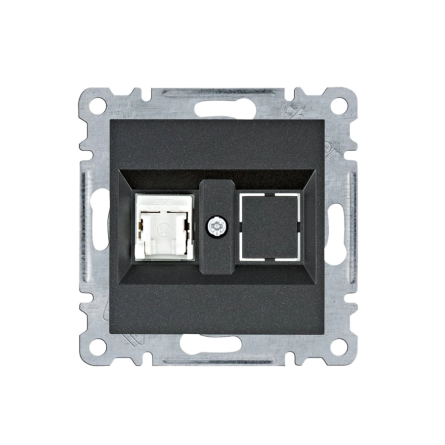 Gniazdko komputerowe pojedyńcze RJ45 czarne WL2113.webp
