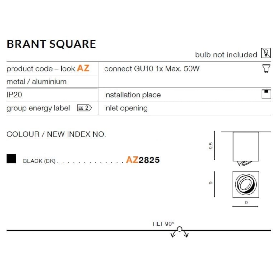 Oprawa sufitowa natynkowa AZzardo Brant Square AZ2825 czarna_2.webp