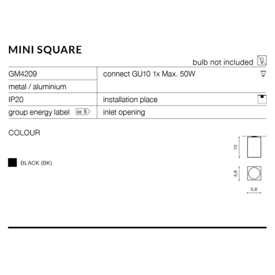 Oprawa sufitowa kwadratowa czarna AZzardo Mini Square Black AZ1382_3.webp