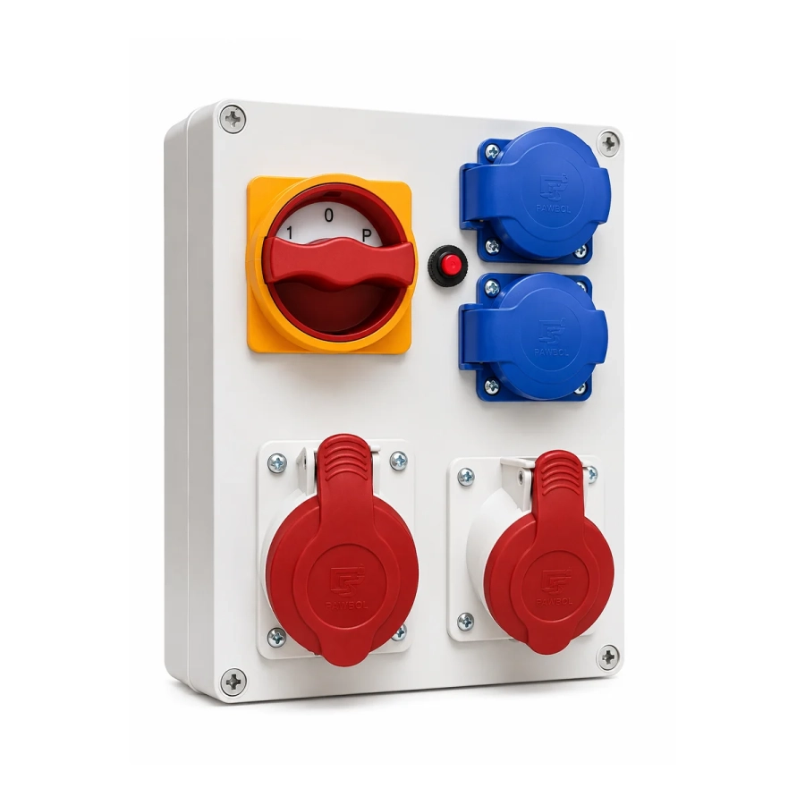 Rozdzielnia siłowa 1x32-4 + 1x16-4 + 2x230v + przełącznik L+0+P.webp