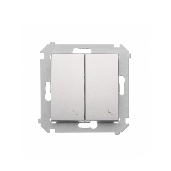 Łącznik schodowy podwójny z podświetleniem LED, Simon 54, (moduł), 10AX, zaciski śrubowe, srebrny mat - DW6-2L.01-43.webp