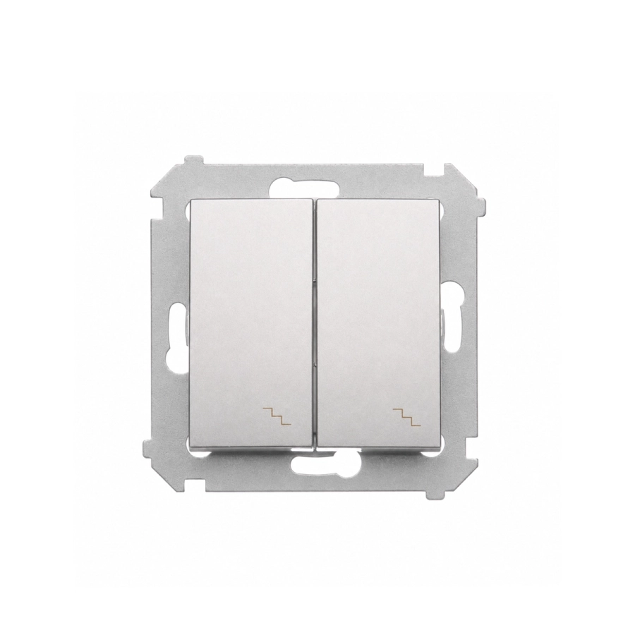 Łącznik schodowy podwójny z podświetleniem LED, Simon 54, (moduł), 10AX, zaciski śrubowe, srebrny mat - DW6-2L.01-43.webp