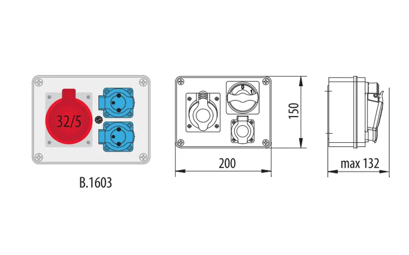 Rozdzielnica natynkowa R-BOX 190 1×32A-5P, 2×250V, IP44 Pawbol-4.webp
