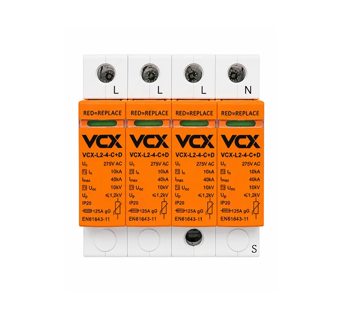 Ogranicznik przepięć 4P C+D (T2+T3) 275V 40 kA AC VCX-1.webp