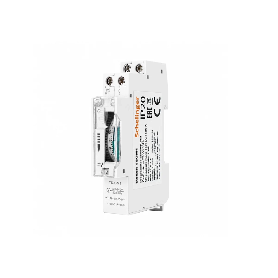 Programator czasowy mechaniczny 24h 16A 230V DIN Schelinger.webp