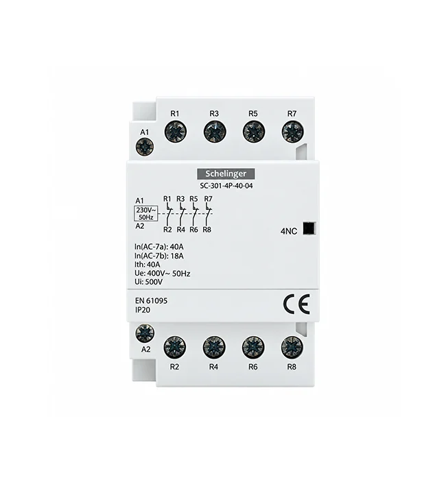 Stycznik modułowy 4P 40A 4NO 400V AC Schelinger SC301-3.webp
