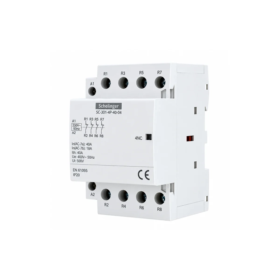 Stycznik modułowy 4P 40A 4NO 400V AC Schelinger SC301.webp