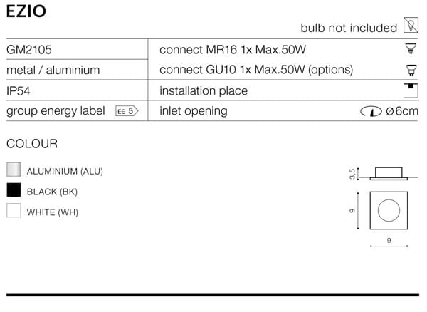 Azzardo Lampa wpuszczana Ezio White model AZ0813
