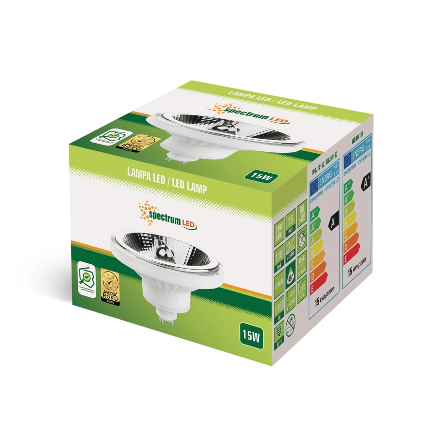 SPECTRUM LED Źródło LED Żarówka GU10 15W AR111 WW 45ST WOJ14152