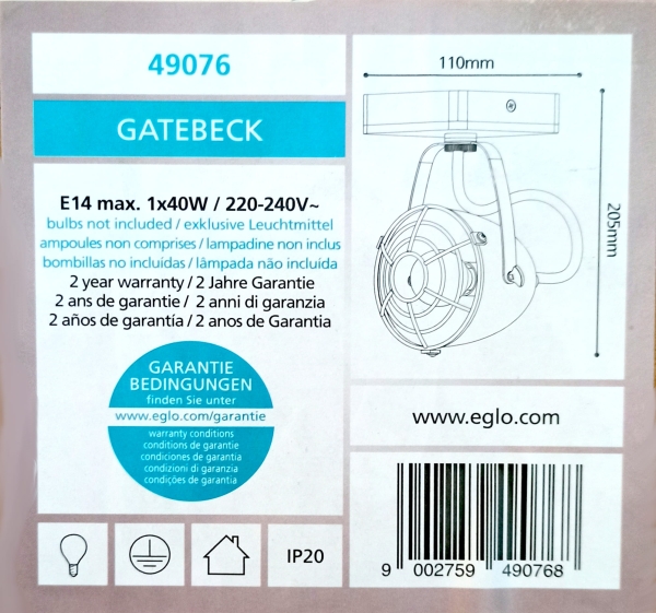 Plafon reflektorek EGLO Gatebeck 1 49076