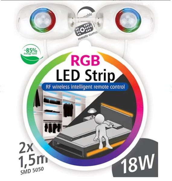 RGB taśma LED 18W 2X1,5M z czujką ruchu LUMAX LS504S