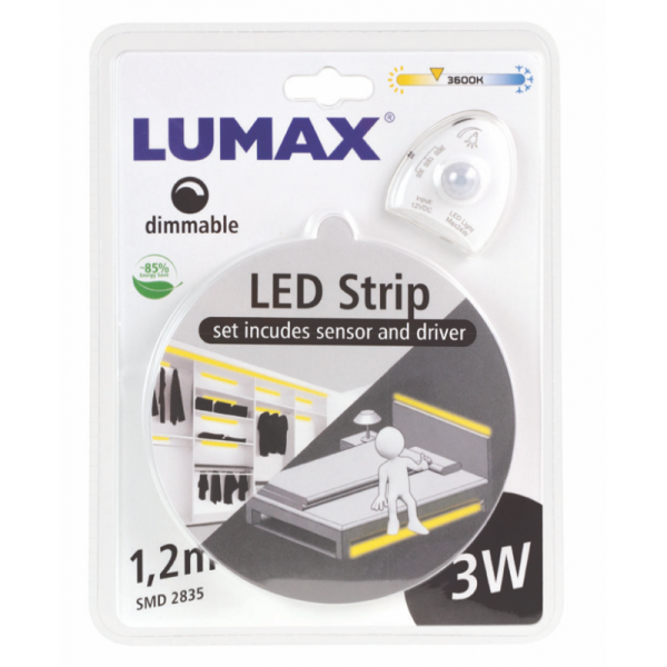 Zestaw taśma LED 1,2m z czujką ruchu ściemnialna LUMAX LS501S