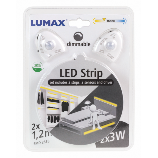 taśma LED 2x1,2m z czujką ruchu ściemnialna LUMAX LS502S