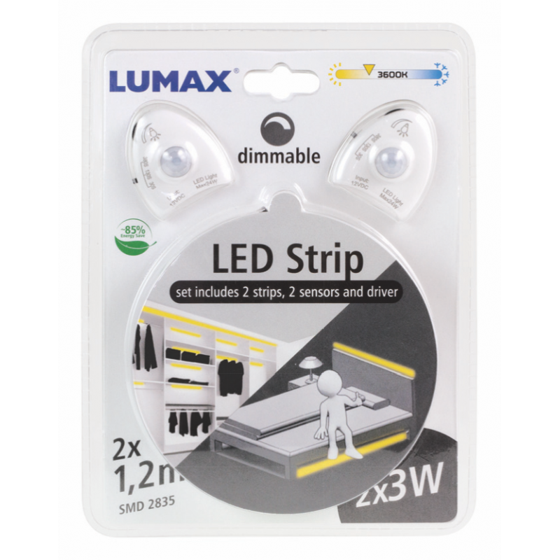 taśma LED 2x1,2m z czujką ruchu ściemnialna LUMAX LS502S