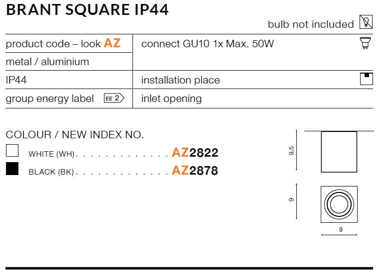 Azzardo Brant Square AZ2822 biała IP44