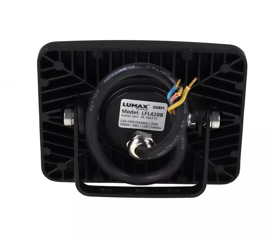 LUMAX naświetlacz LED Surfi 20W 1400lm 3000K IP65 czarny LFL420B